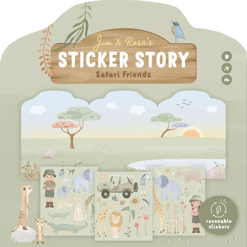 Reusable sticker book - Jim and Rosa - Safari Friends
