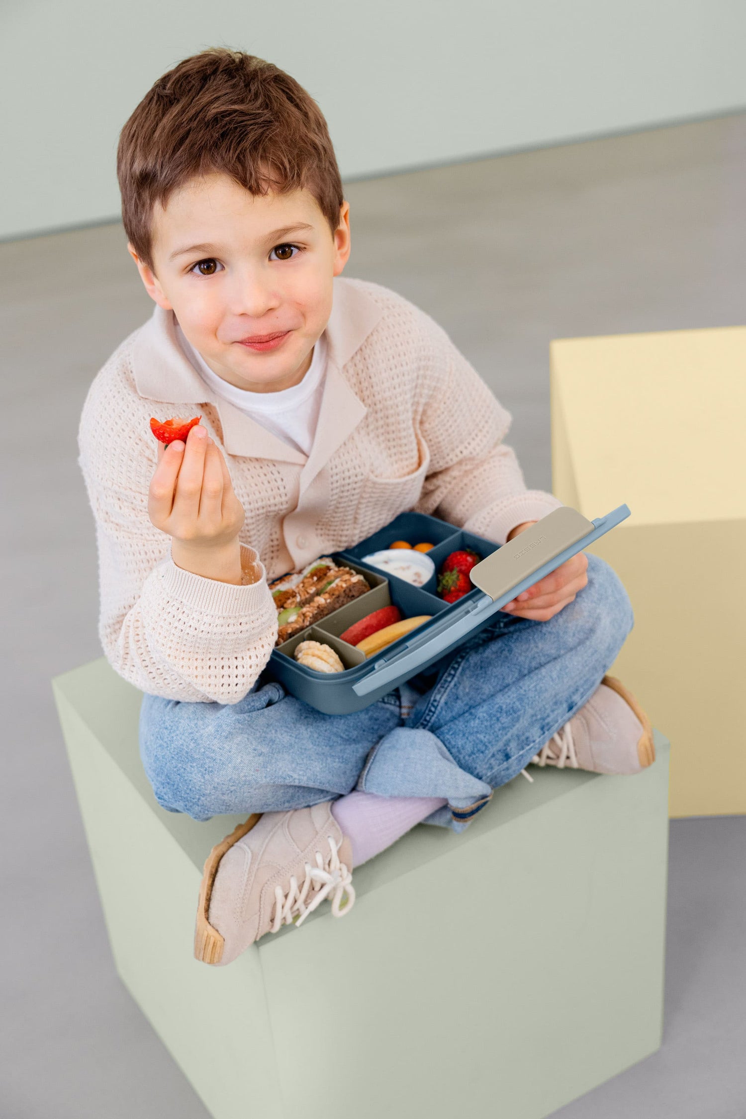 Kinder-Bento-Snackbox – Pattern Party, blau