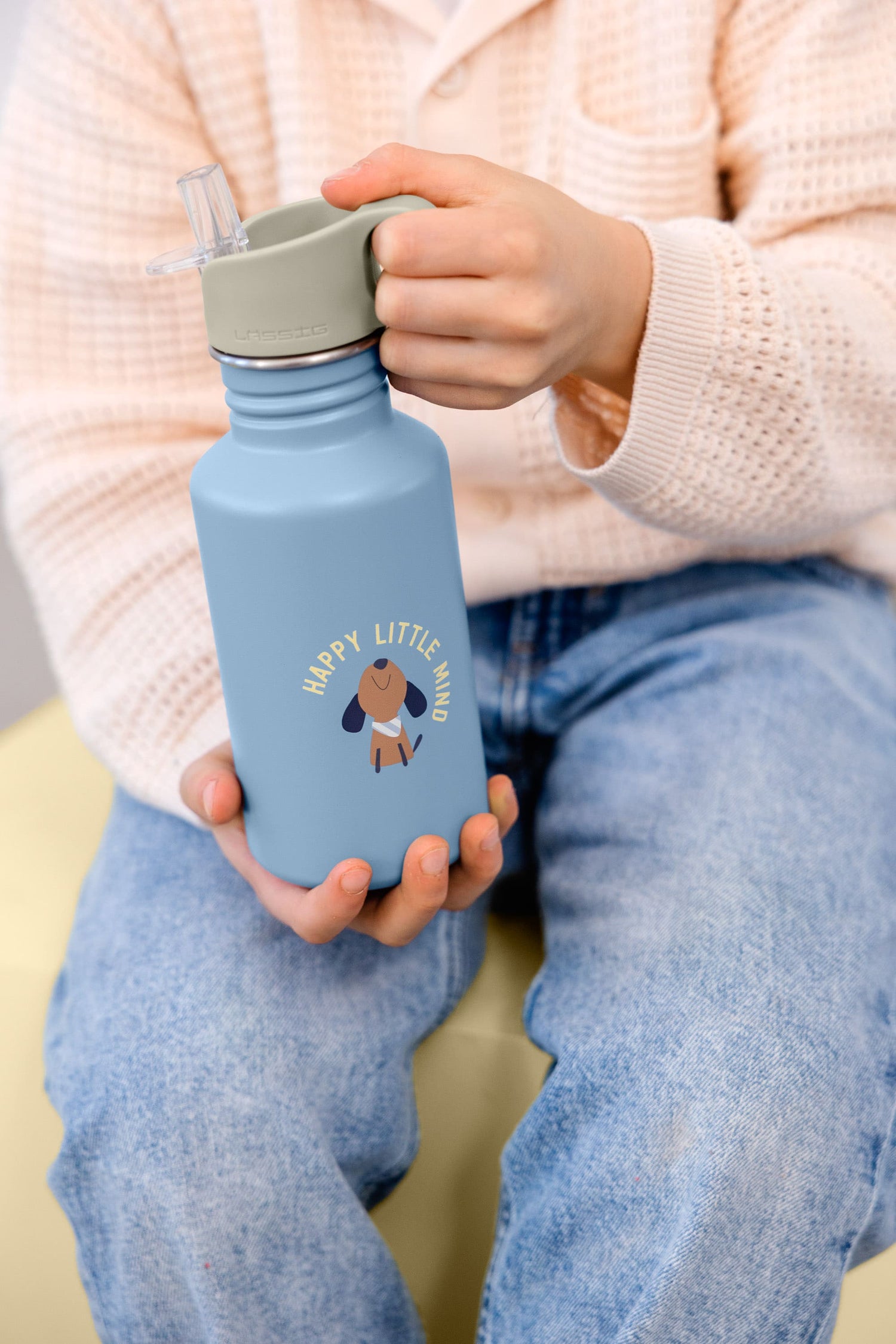 Kinder-Trinkflasche aus Edelstahl, 500 ml – Pattern Party, blau