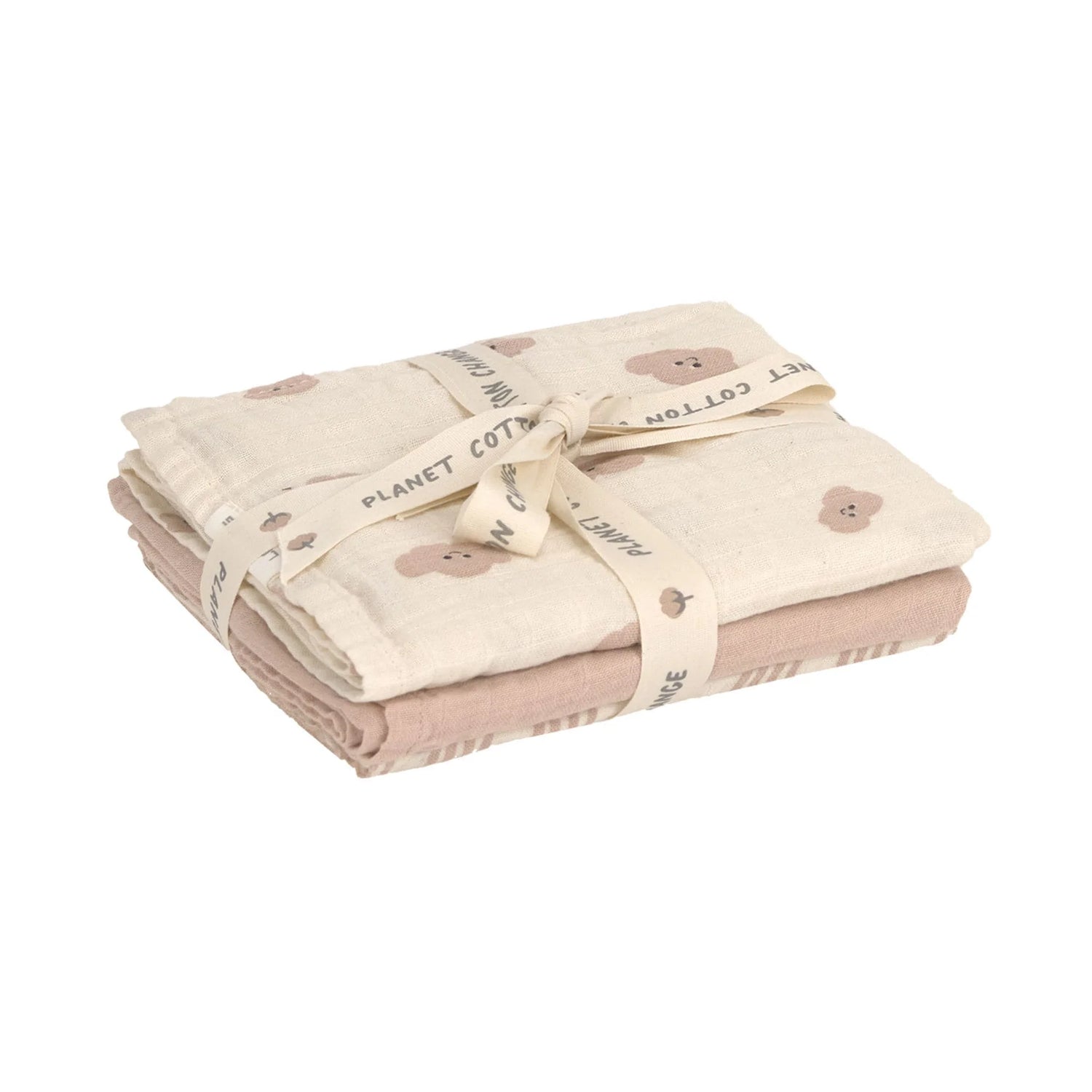 Langes coton (3 pcs) 60 x 60 cm - Tiny Team - taupe