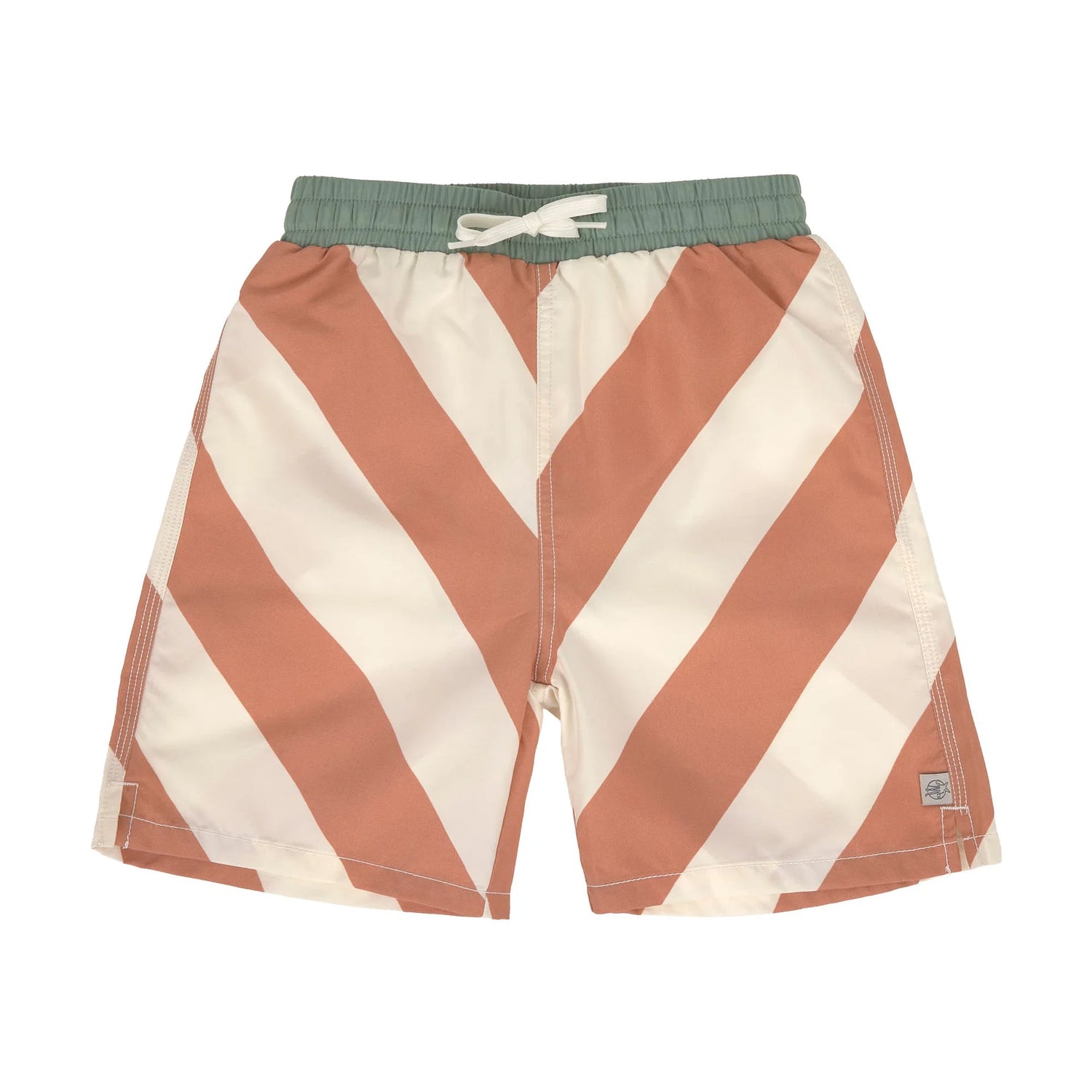 Short de bain anti-UV enfants - Rayures, Marron Blanc