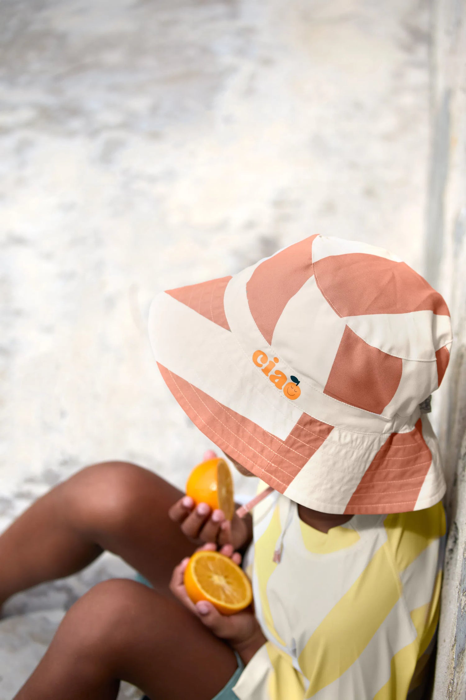 Bob anti-UV enfants - Rayures, marron blanc