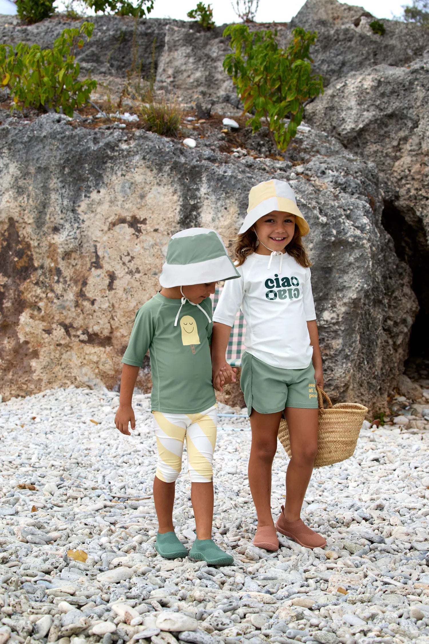 Bob anti-UV enfants - à carreaux, vert blanc