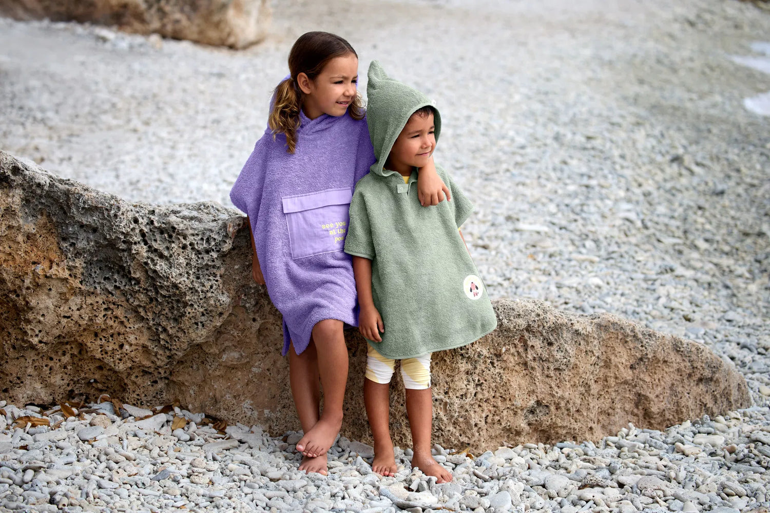 Poncho en éponge enfants, vert
