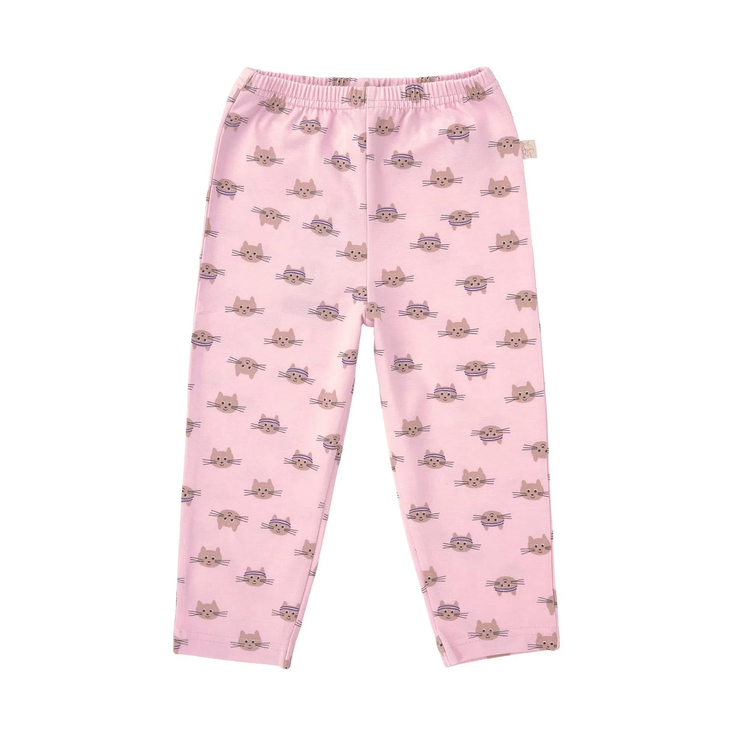 Leggings enfants - Coton bio, Chat rose pâle