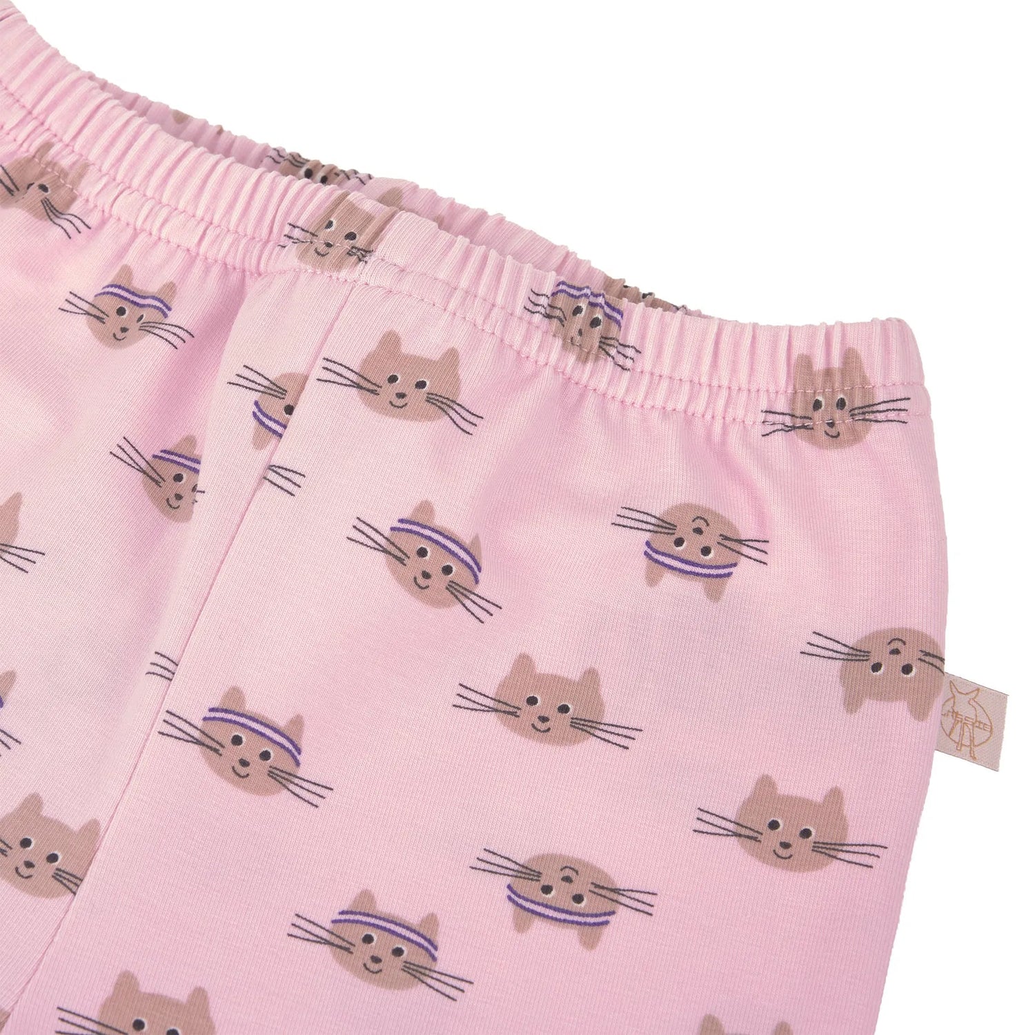Leggings enfants - Coton bio, Chat rose pâle