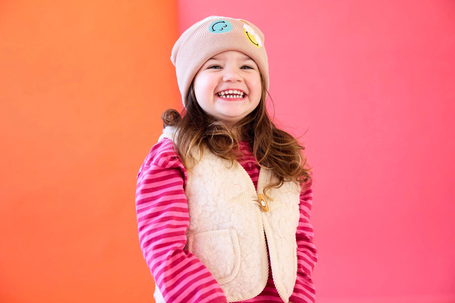 Bonnet cotton bio - SmileyWorld® - rose (divers tailles)