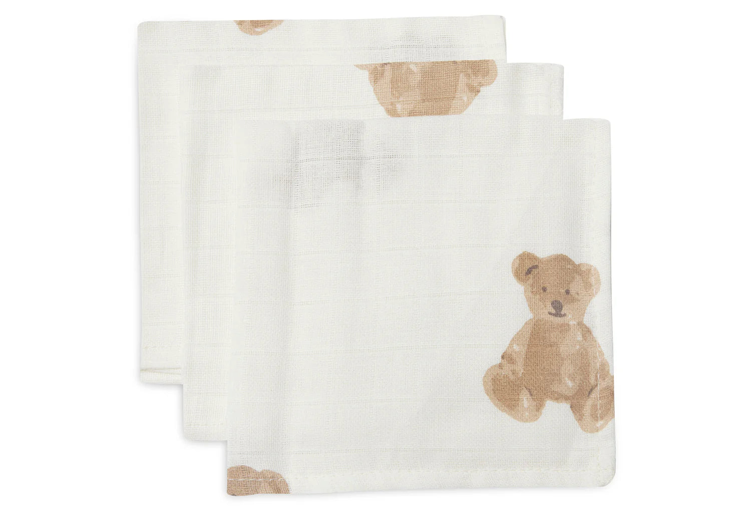Baumwoll-Gaze-Handtuch 31 x 31 cm – Teddybär – 3er-Pack 