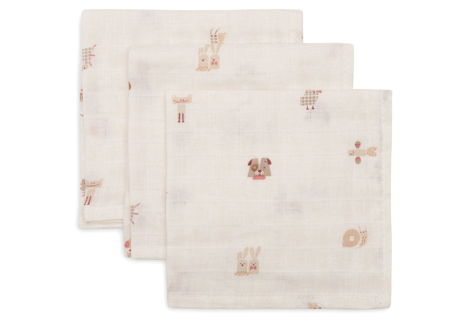 Baumwoll-Gaze-Handtuch 31 x 31 cm – Animal Friends – 3er-Pack 
