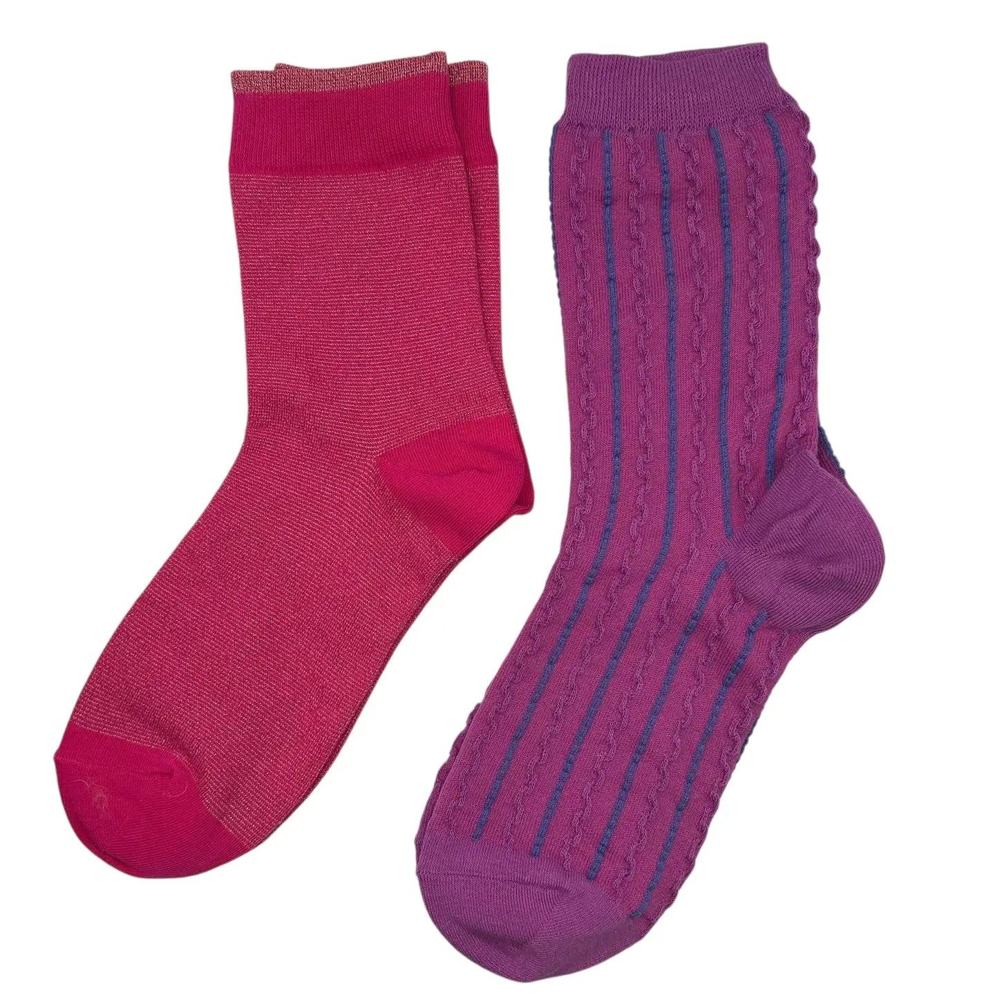 Duo de boîtes de chaussettes Pink Tokyo & Purple Lyon avec Shell (37-40)