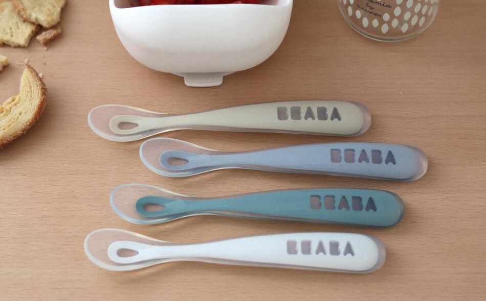 Lot de 4 cuillères 1er âge silicone - Set Galet