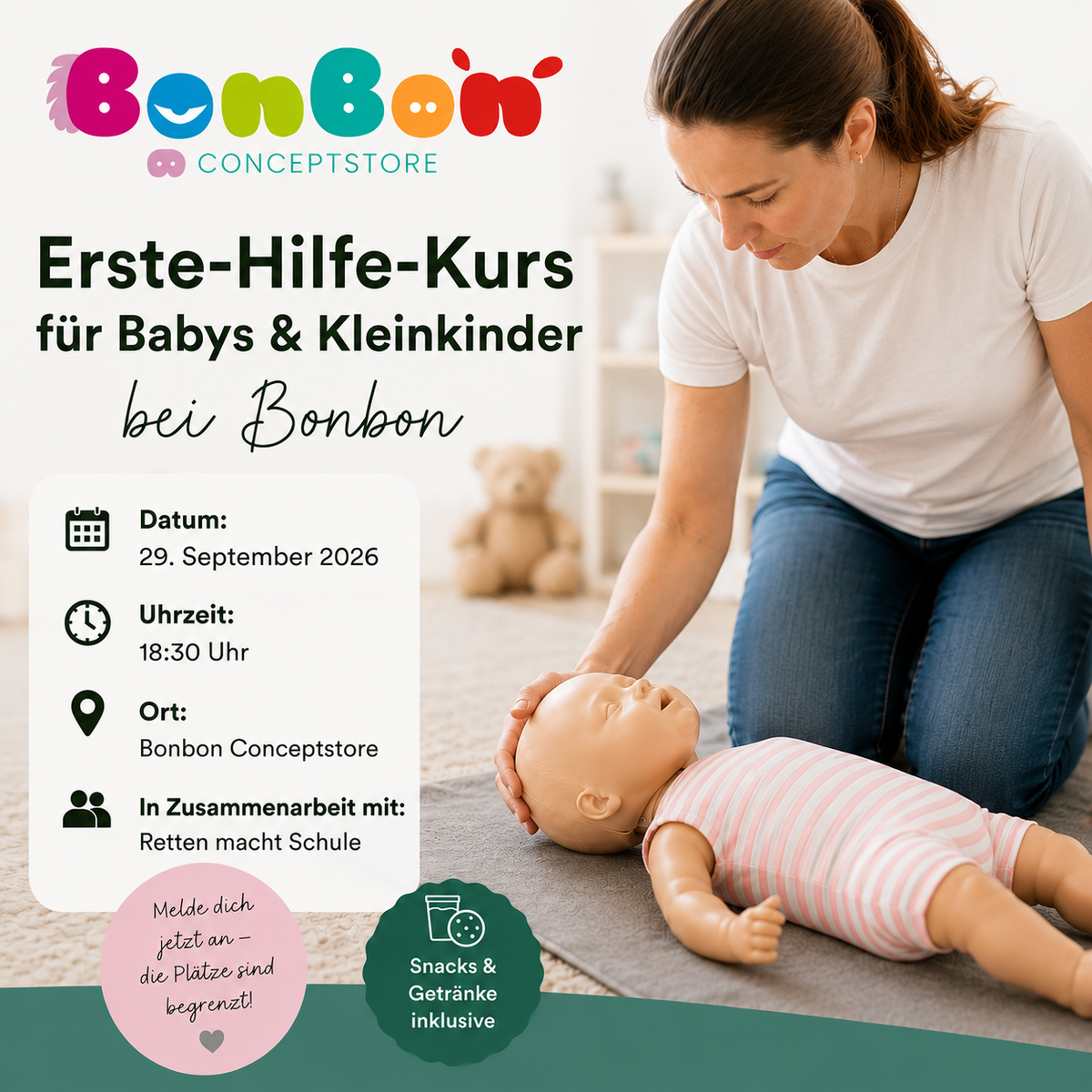 (COMPLET) Cours de premiers secours pour bébés et jeunes enfants - 29/09/2026