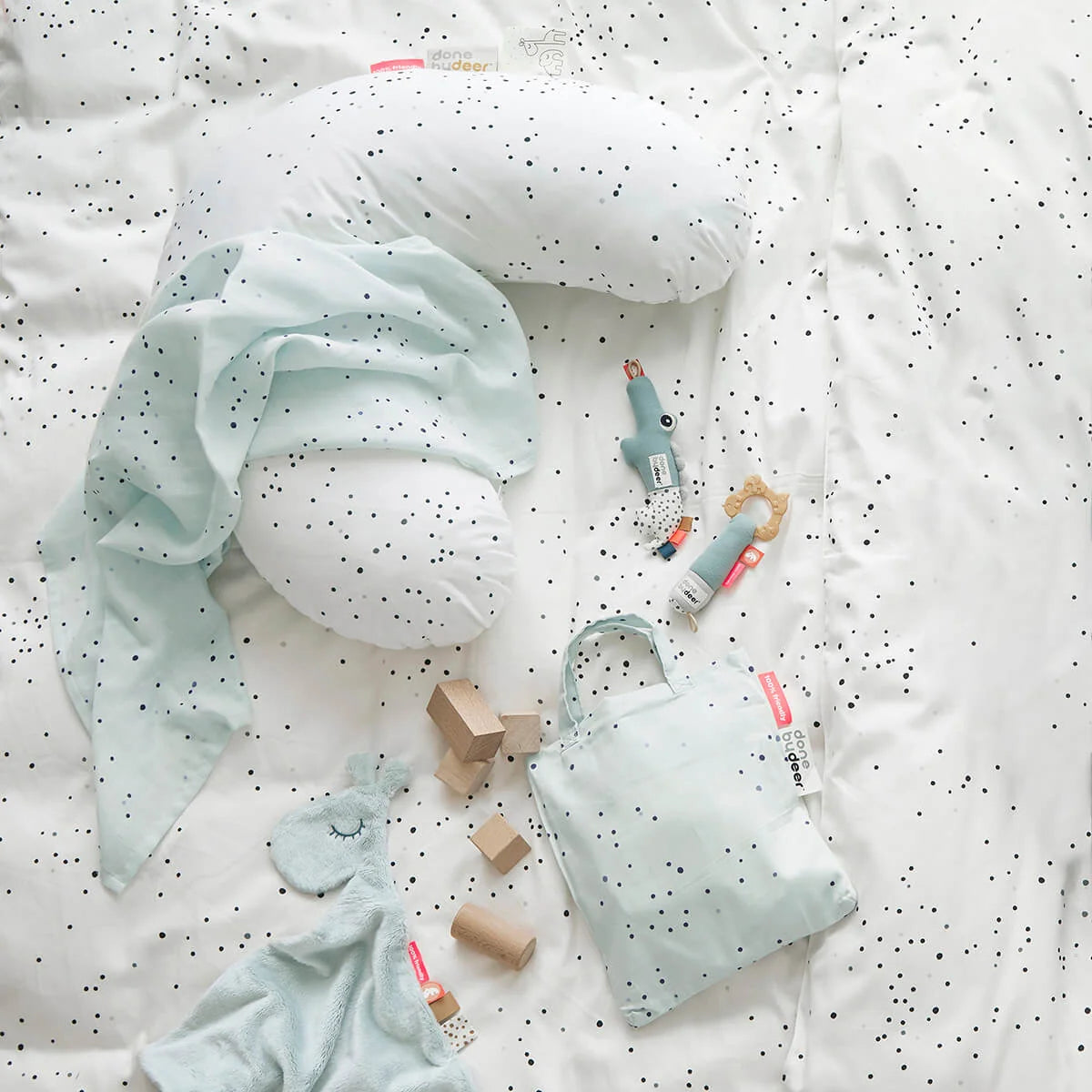 Doudou plat attache-sucette - Raffi - Bleu Liste 