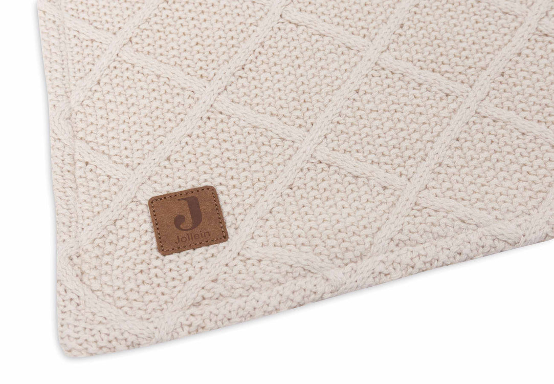 Babybettdecke 75 x 100 cm Check Knit – Oatmeal/Teddy Fleece Liste 