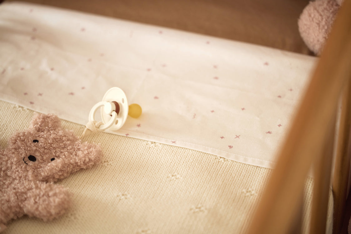 Babybettdecke 75 x 100 cm Cosy Knit – Elfenbein gestreift 