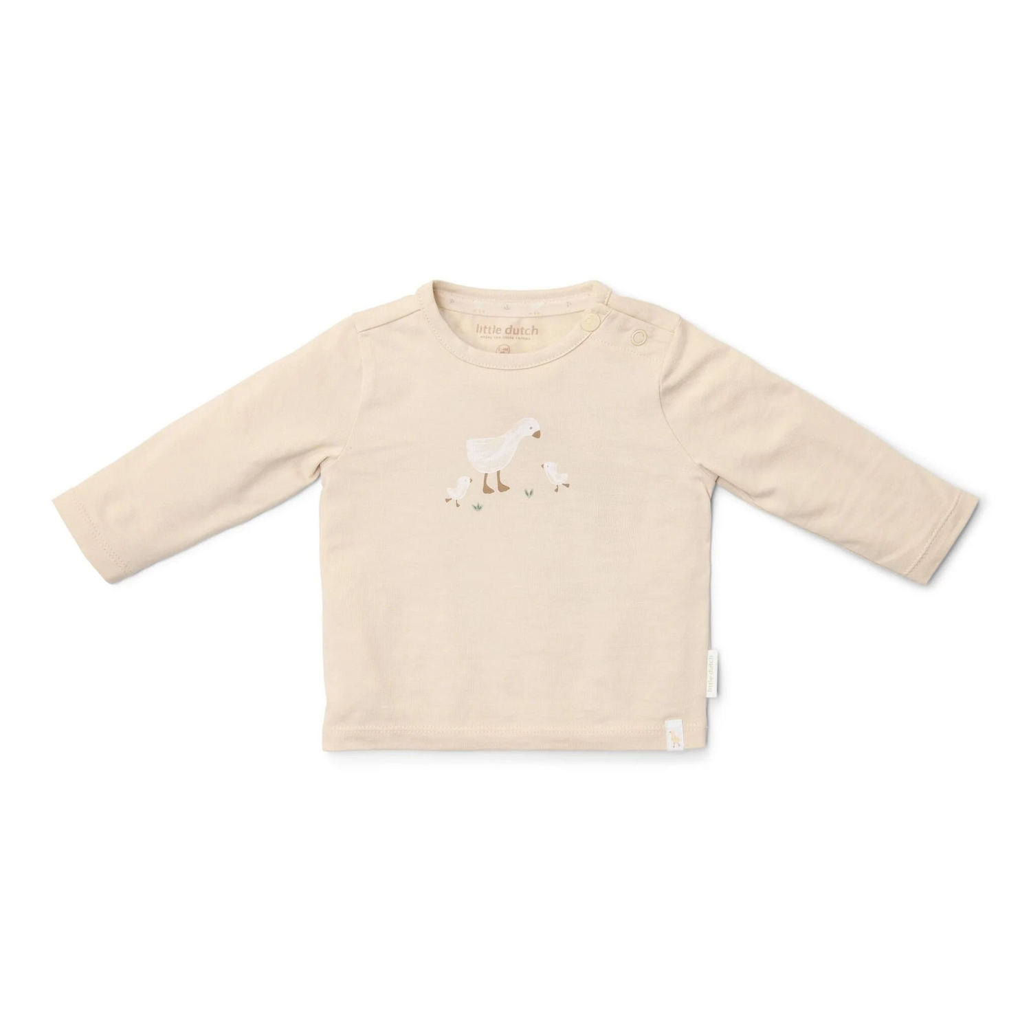 Langarm-T-Shirt – Sandfarben – Newborn Naturals – Little Goose