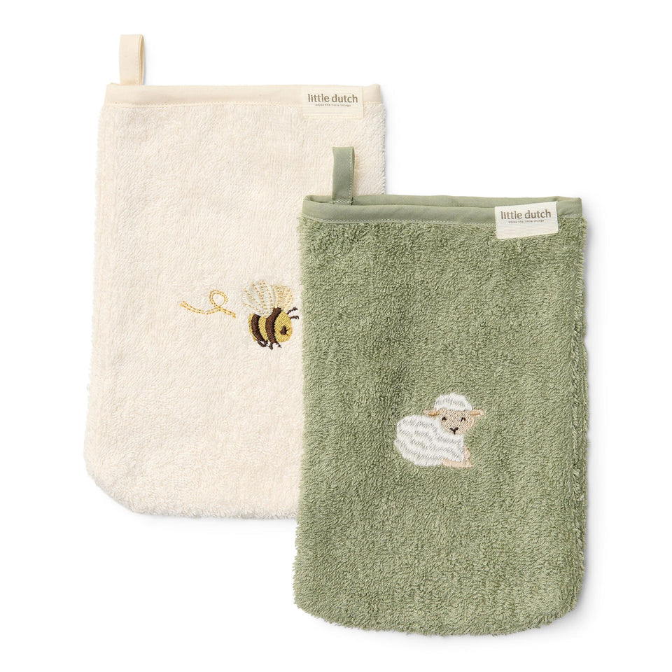 Ensemble de gants de toilette - Vert - Little Farm