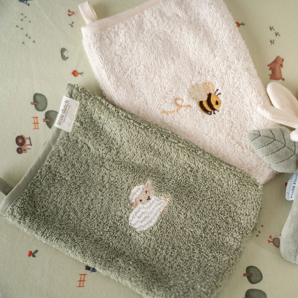 Ensemble de gants de toilette - Vert - Little Farm
