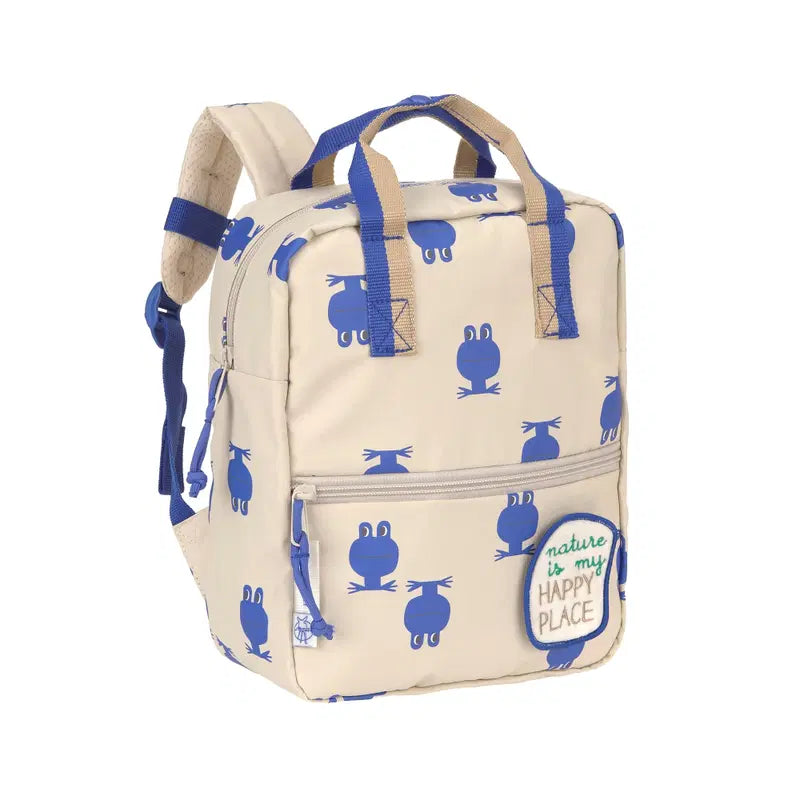 Kleiner quadratischer Rucksack „Happy Trails“ – Frosch