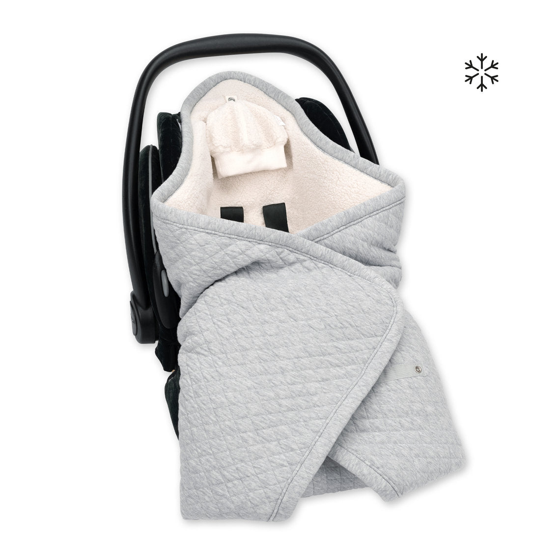 Couverture BISIDE 0-12M Teddy matelassé  - Mix grey Liste 