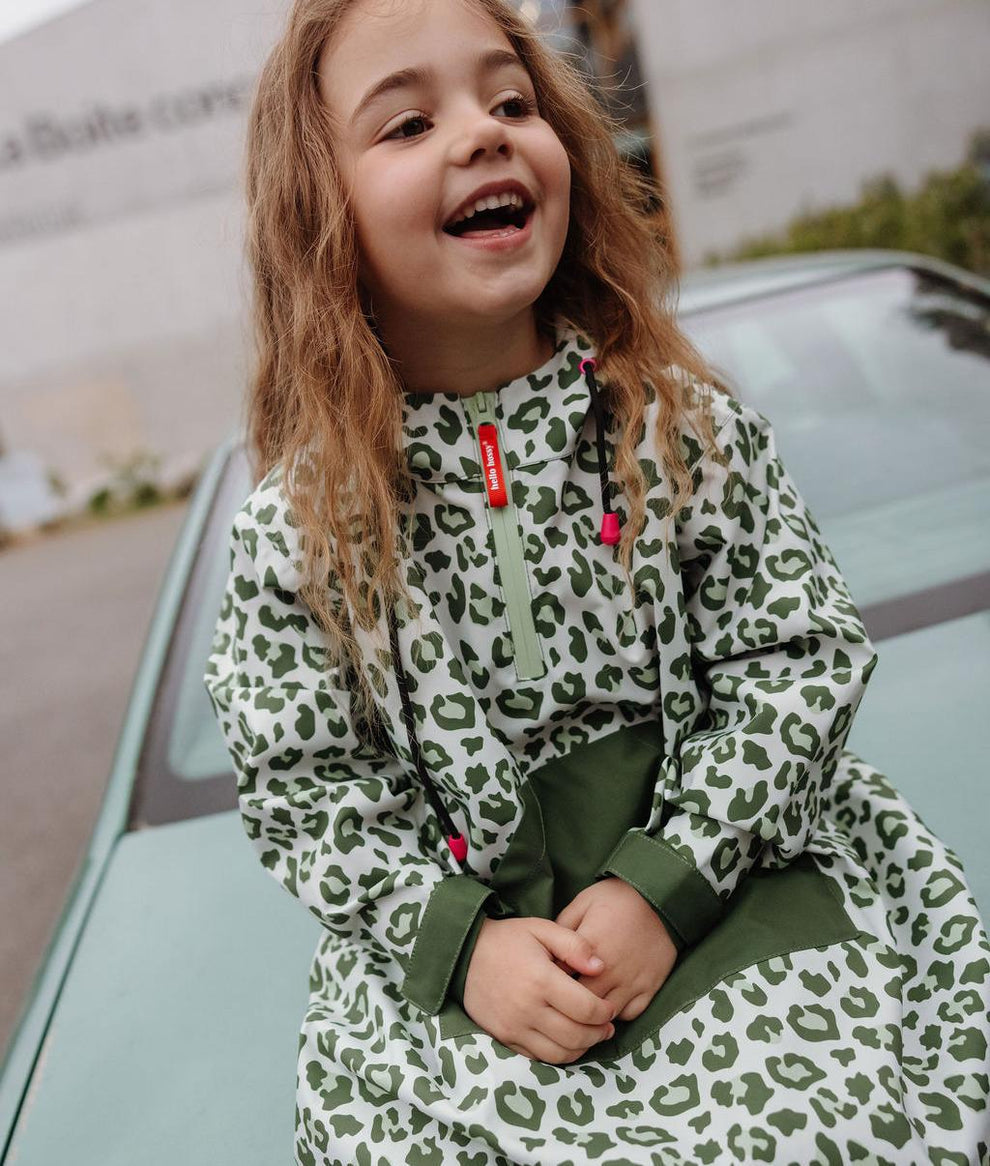 Poncho de pluie Green Leopard (Look matchy-matchy avec maman)