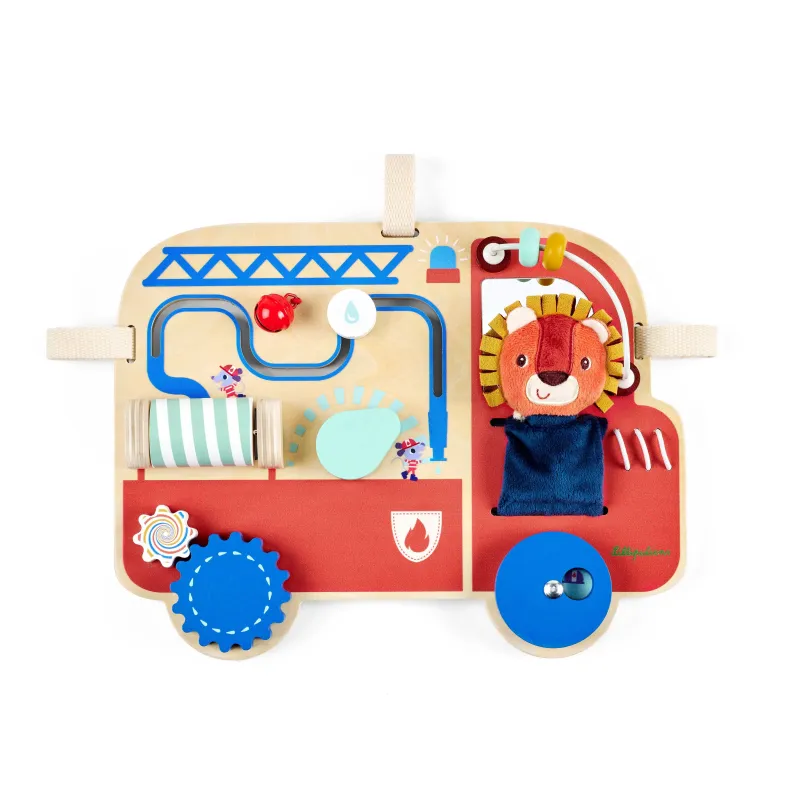 Lilliputiens - panneau d’activités en bois - camion de pompiers