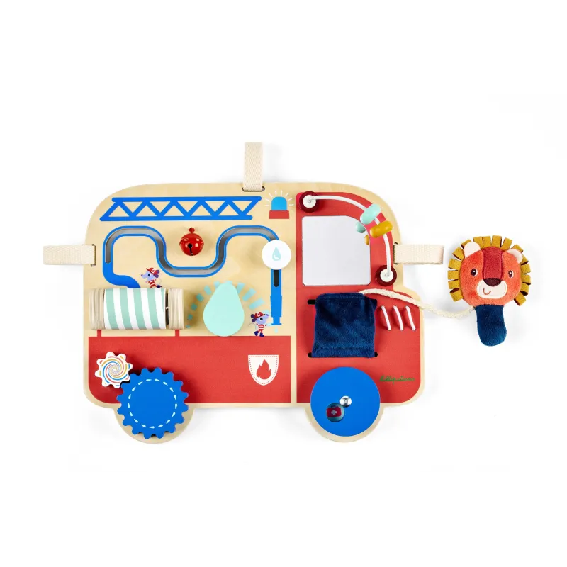Lilliputiens - panneau d’activités en bois - camion de pompiers