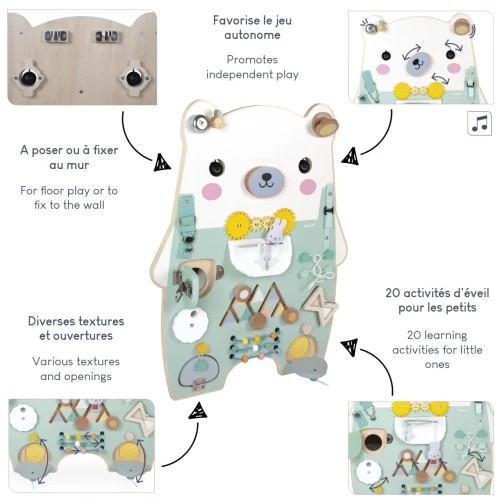 Busy-board Ourson en bois Pure
