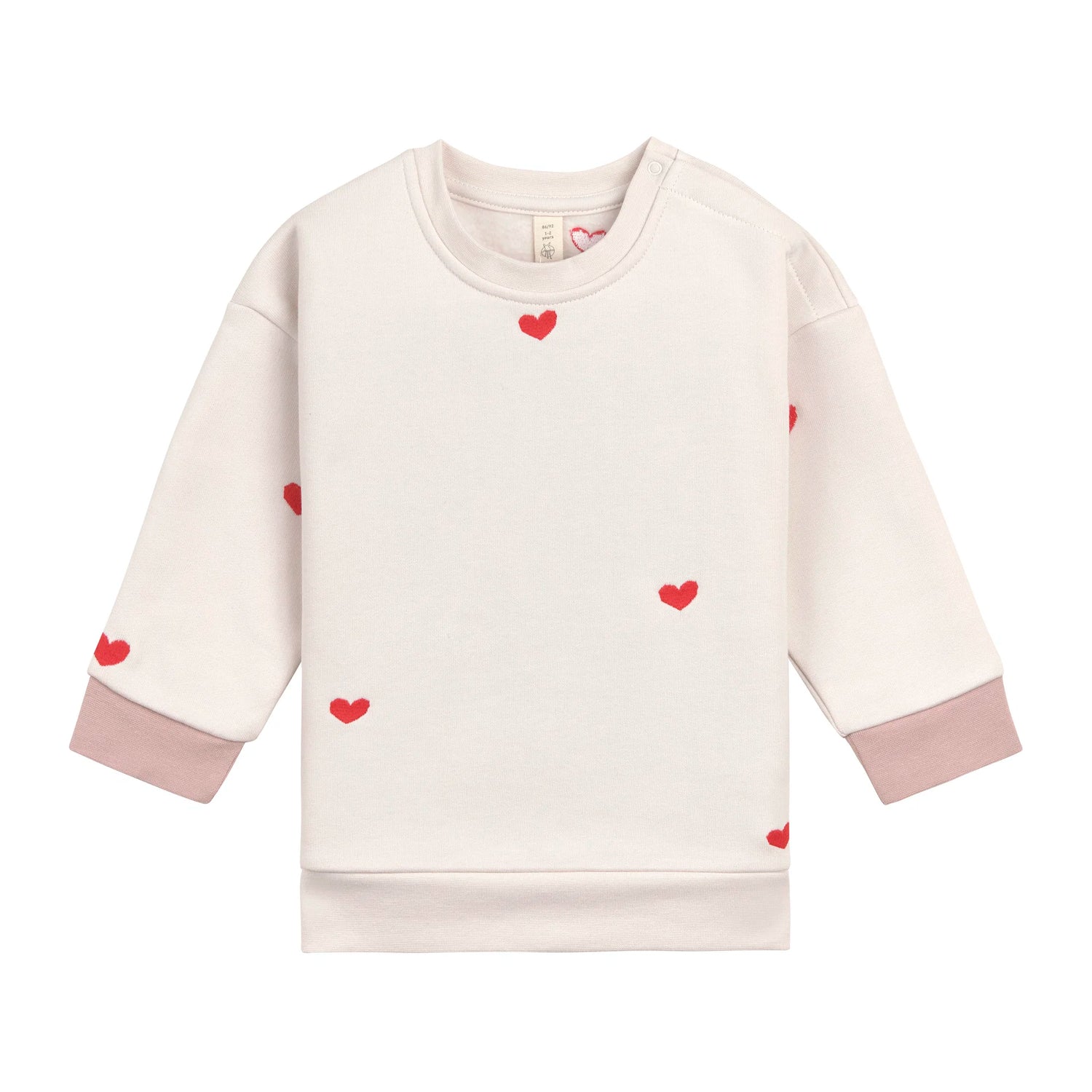 Sweat Enfants - Bio Coton, Coeur Beige
