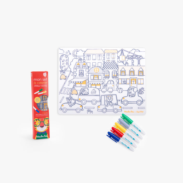 Set en silicone à colorier + 5 feutres - Les Popipop