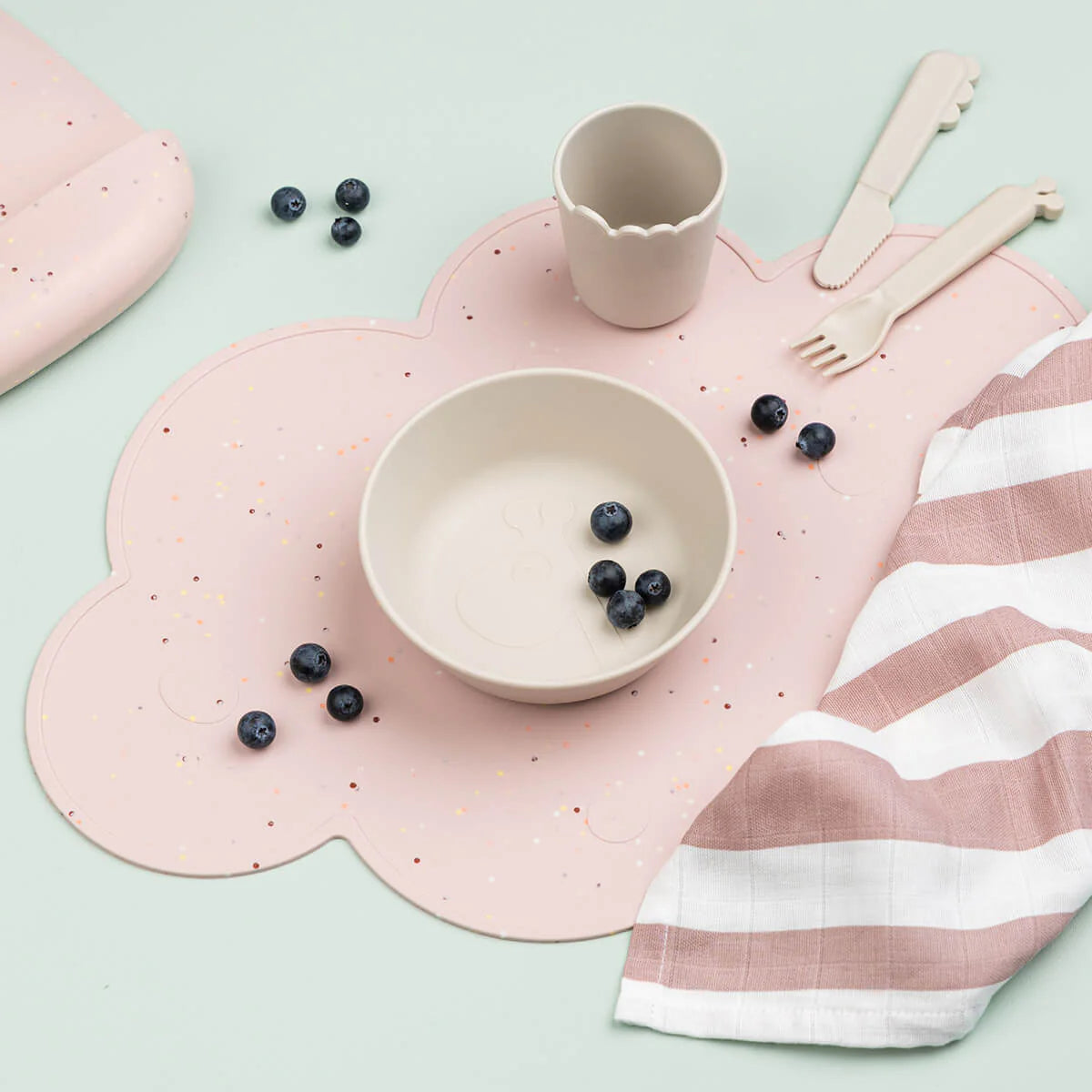 Silikon-Tischset – Confetti – Rosa Liste 