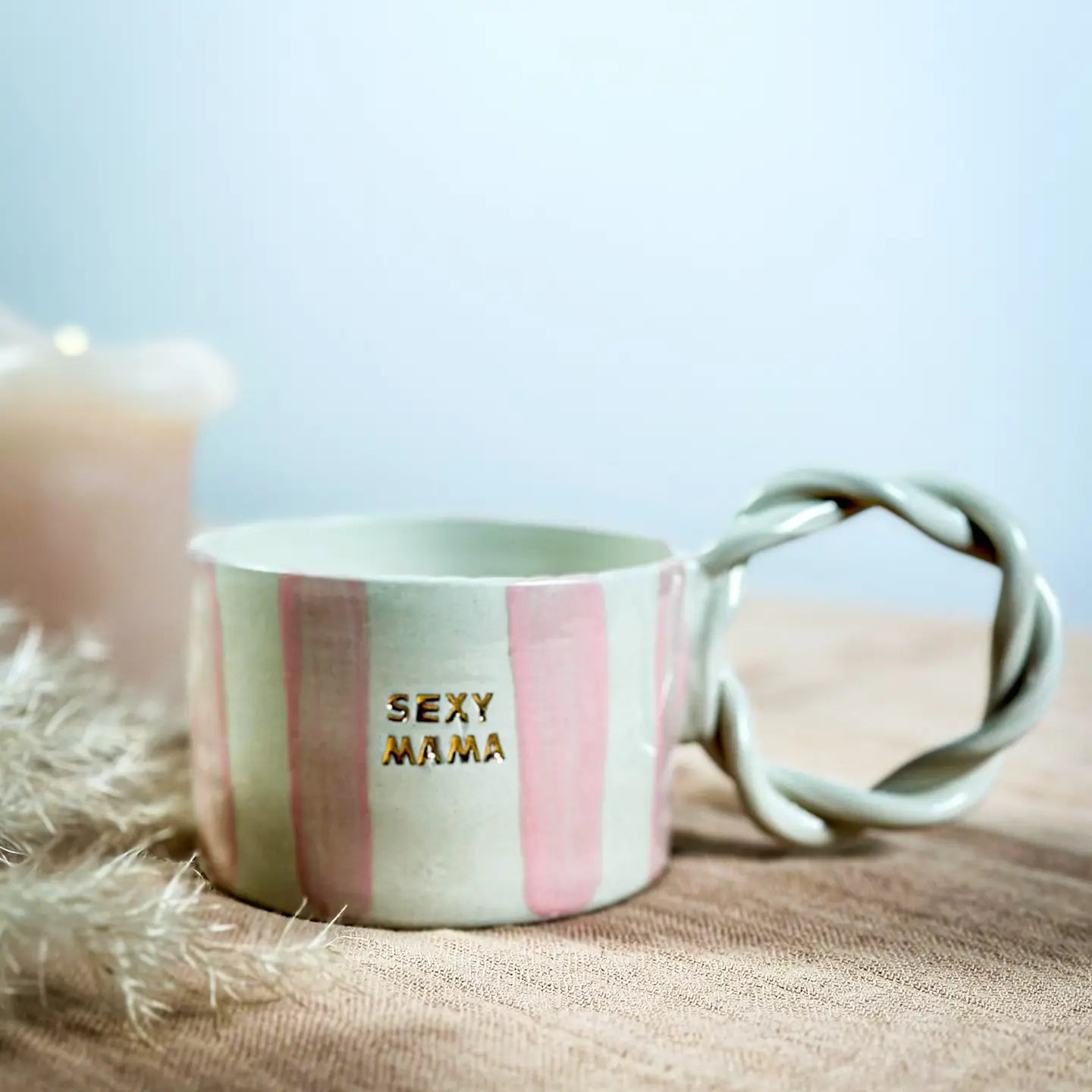 Tasse Sexy Mama - rayé rose