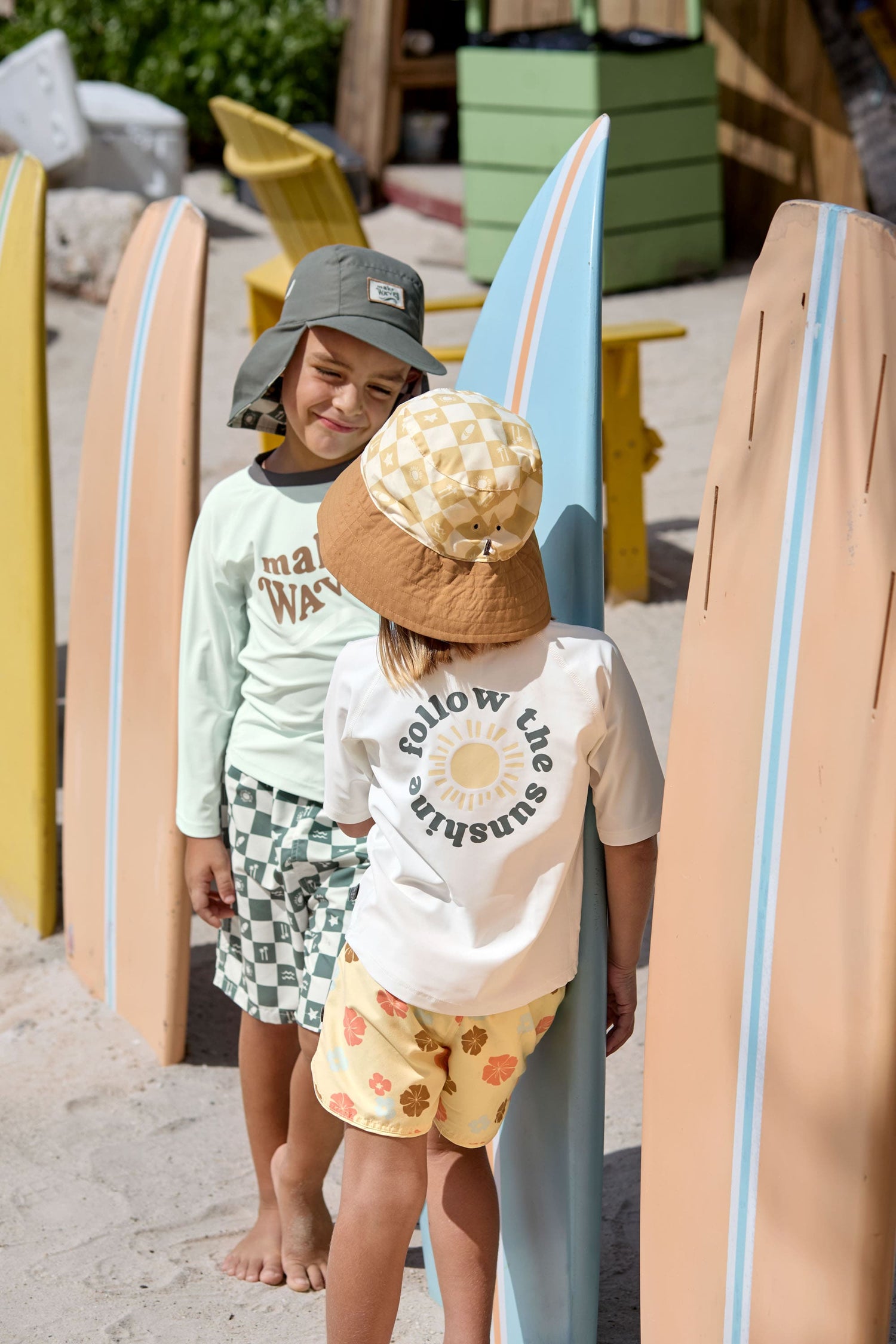 UV-Schutz-Bob mit Karomuster – Vanille/Ecru (verschiedene