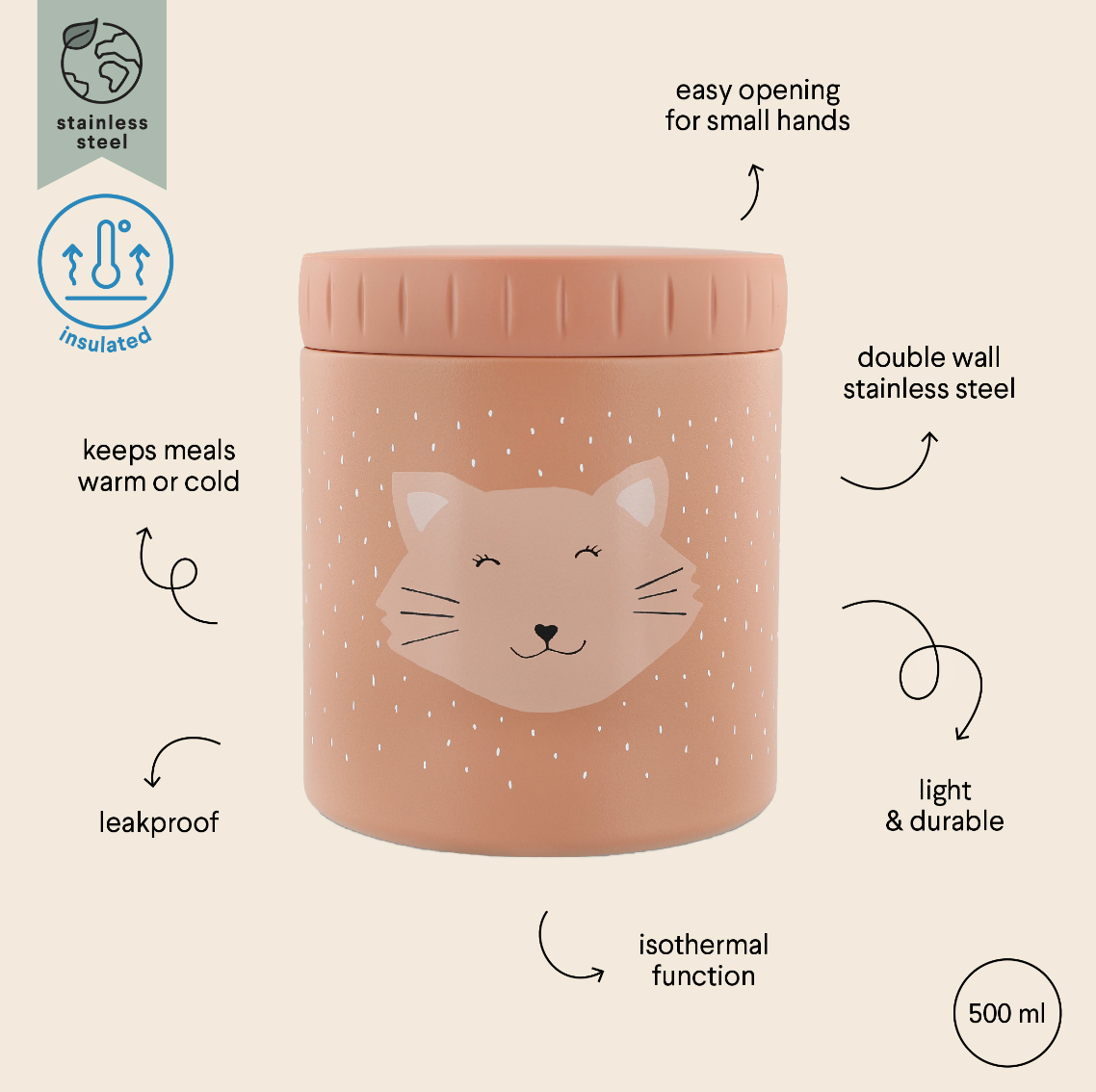 Isolierte Snackbox 500 ml – Mrs. Cat – Isoliert