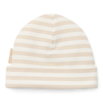 Baby-Mütze – gestreift Sand/Weiß (verschiedene Größen)