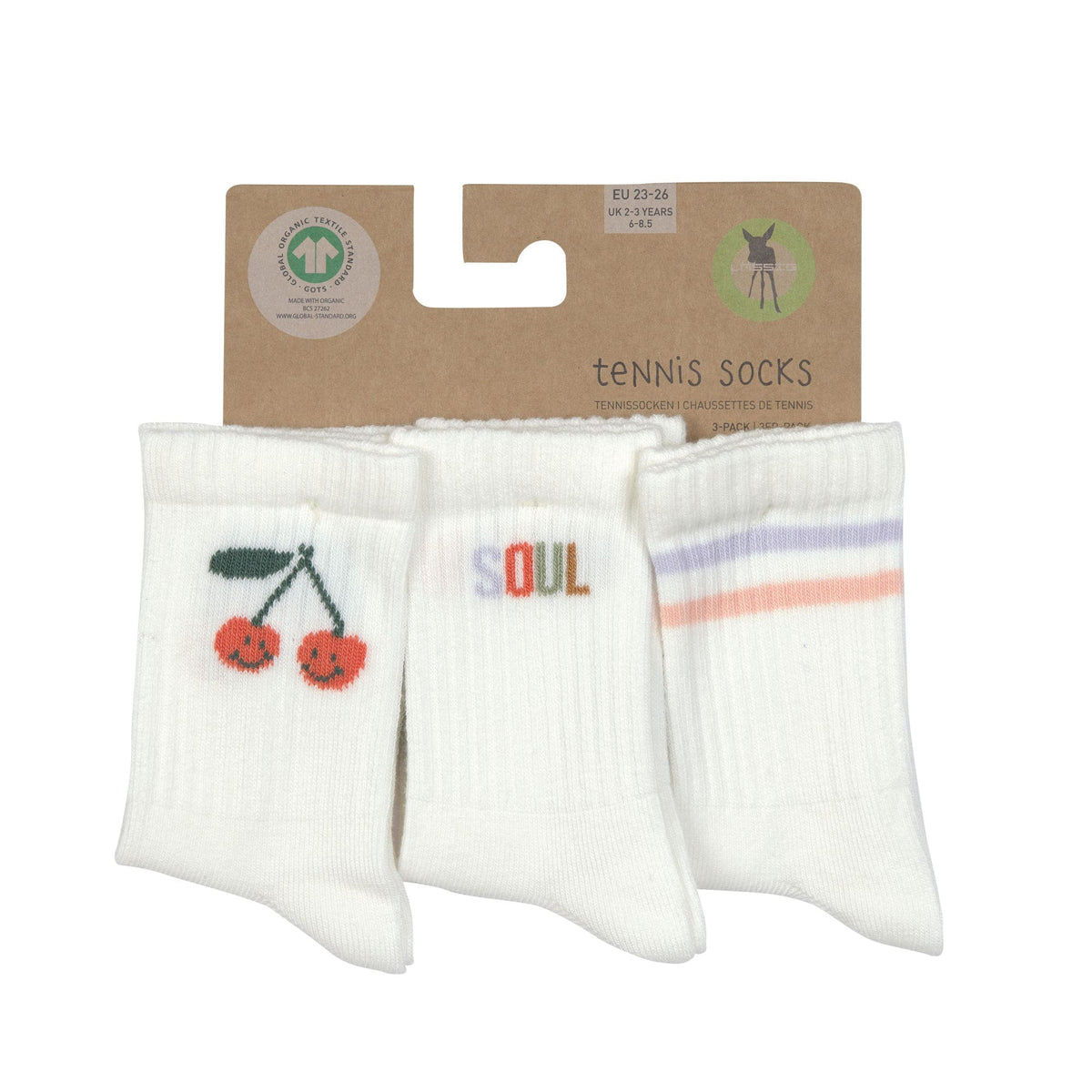 Chaussettes de tennis (3 pcs) - Little Gang Cerise (tailles