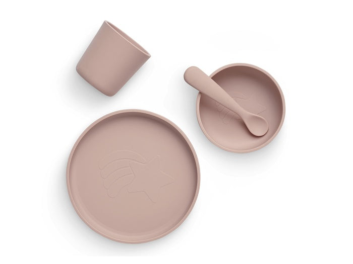 Coffret Repas Bébé Silicone Pale Pink