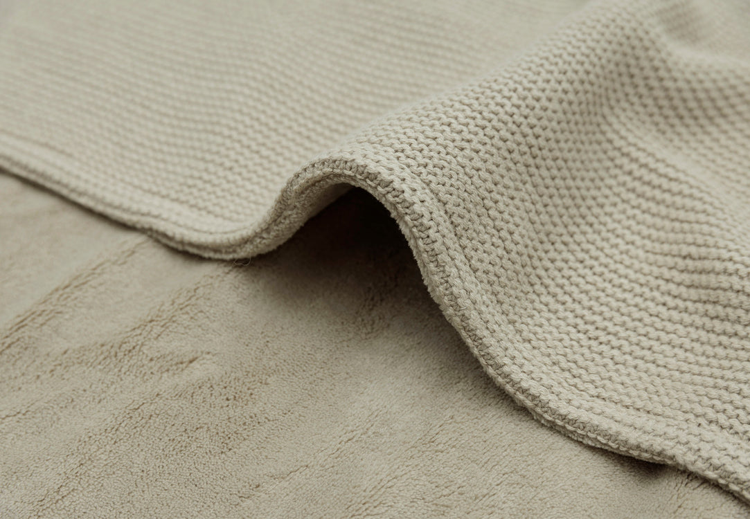 Babydecke 75 x 100 cm Basic Knit – Olivgrün/Fleece