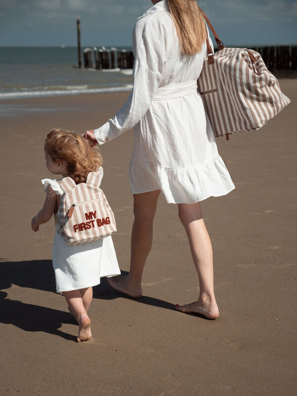 Mommy Bag ® Sac à Langer - Rayures - Nude/Terracotta