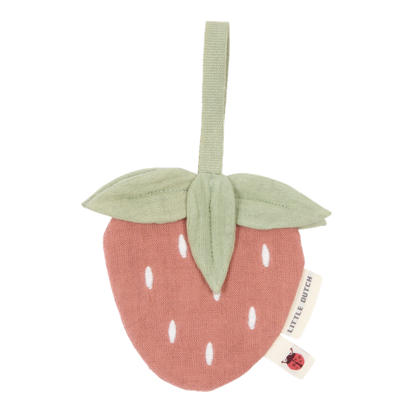Schnullerhalter aus Musselin Erdbeere - Kuscheltier