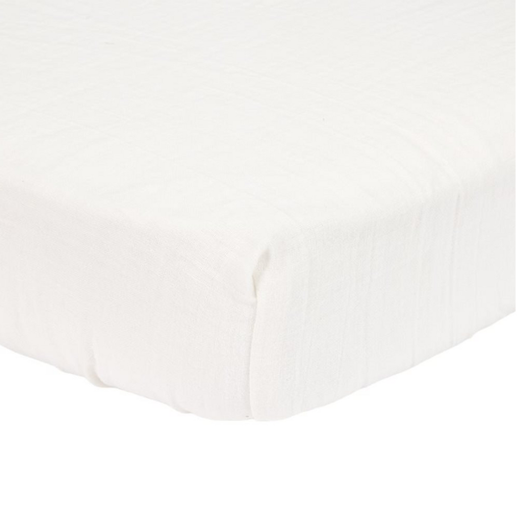 Drap-housse mousseline 70x140/150 Soft White - drap