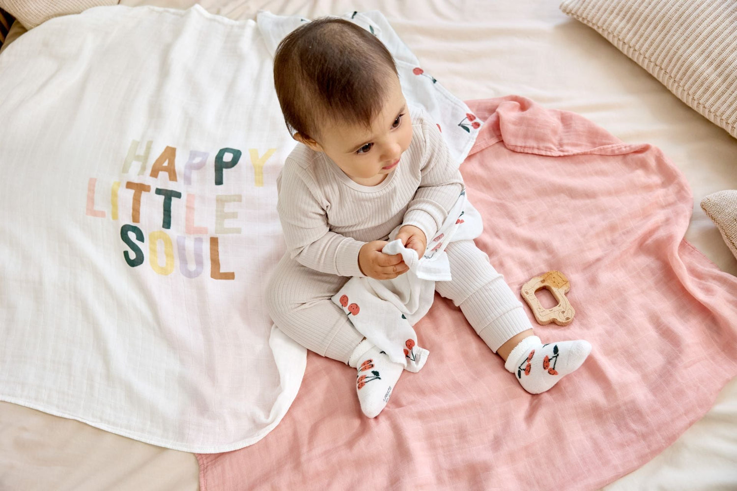 Langes d’emmaillotage L (3 pcs) - Happy Fruits Cerise