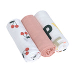 Langes d’emmaillotage L (3 pcs) - Happy Fruits Cerise