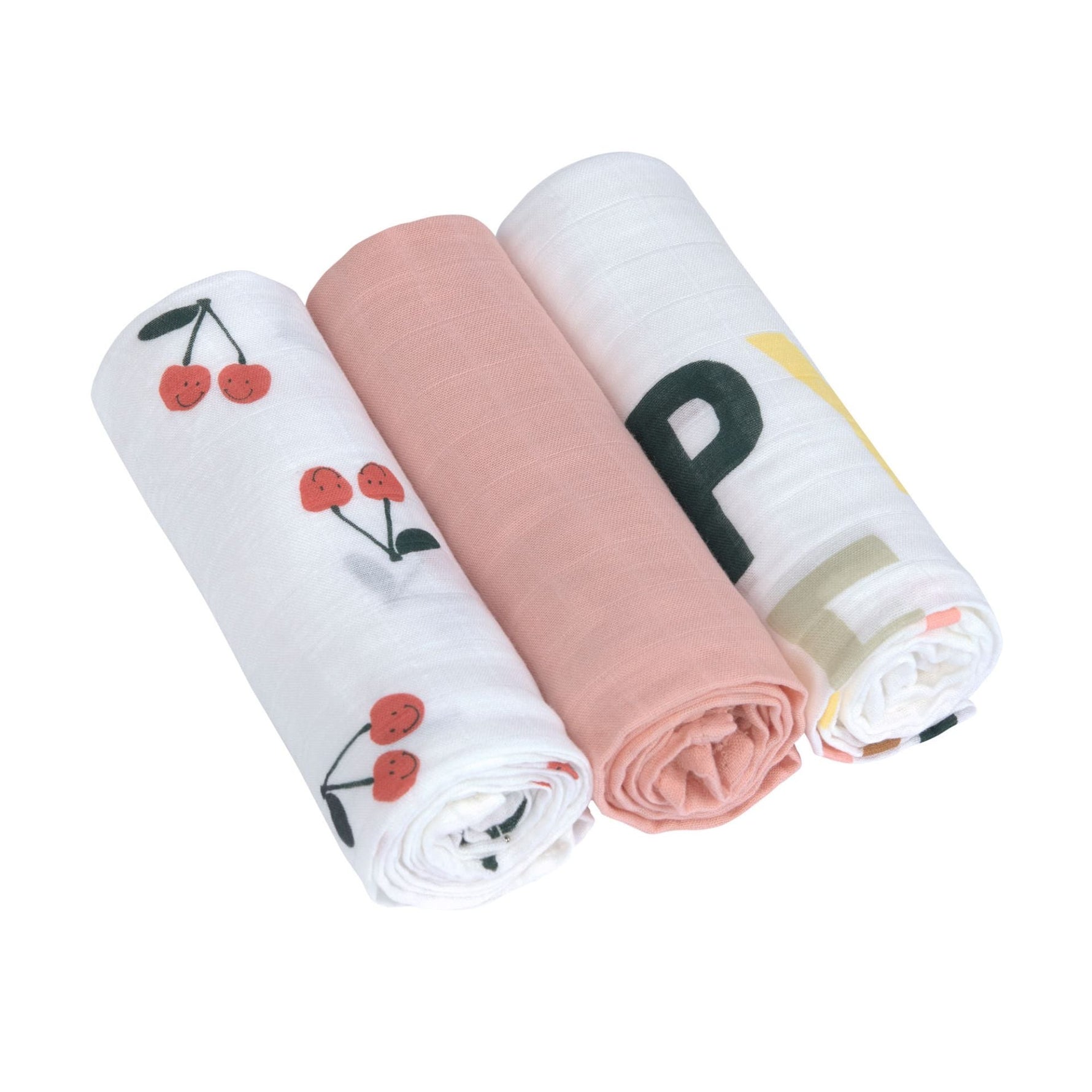 Langes d’emmaillotage L (3 pcs) - Happy Fruits Cerise