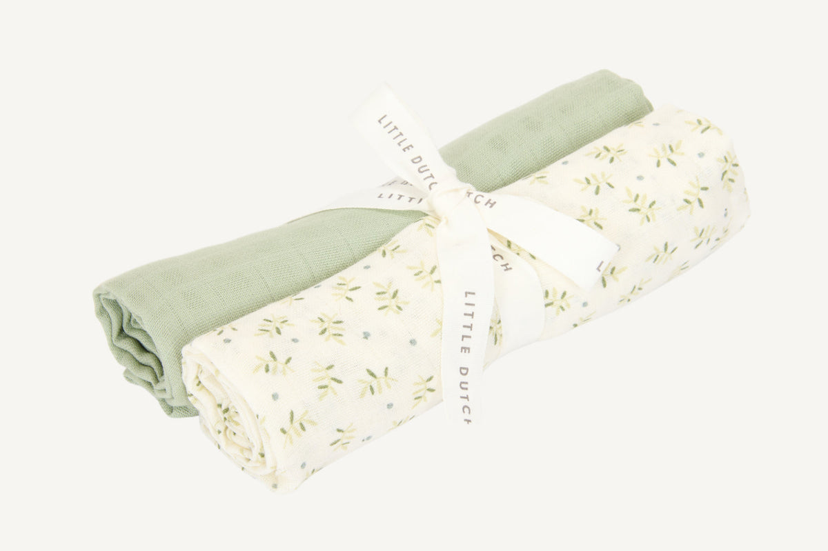 Langes Swaddles mousseline 70 x 70 Blueberry Leaves & Sage