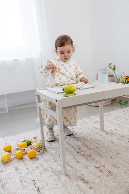 Bavoir tablier manches longues 55x60 cm Happy Fruits (divers coloris)