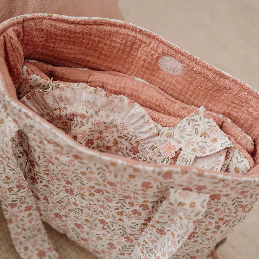 Sac à Langer Pour Poupée Bayer Chic 2000 Rose à Pois - Accessoire Poussette Avec Matelas