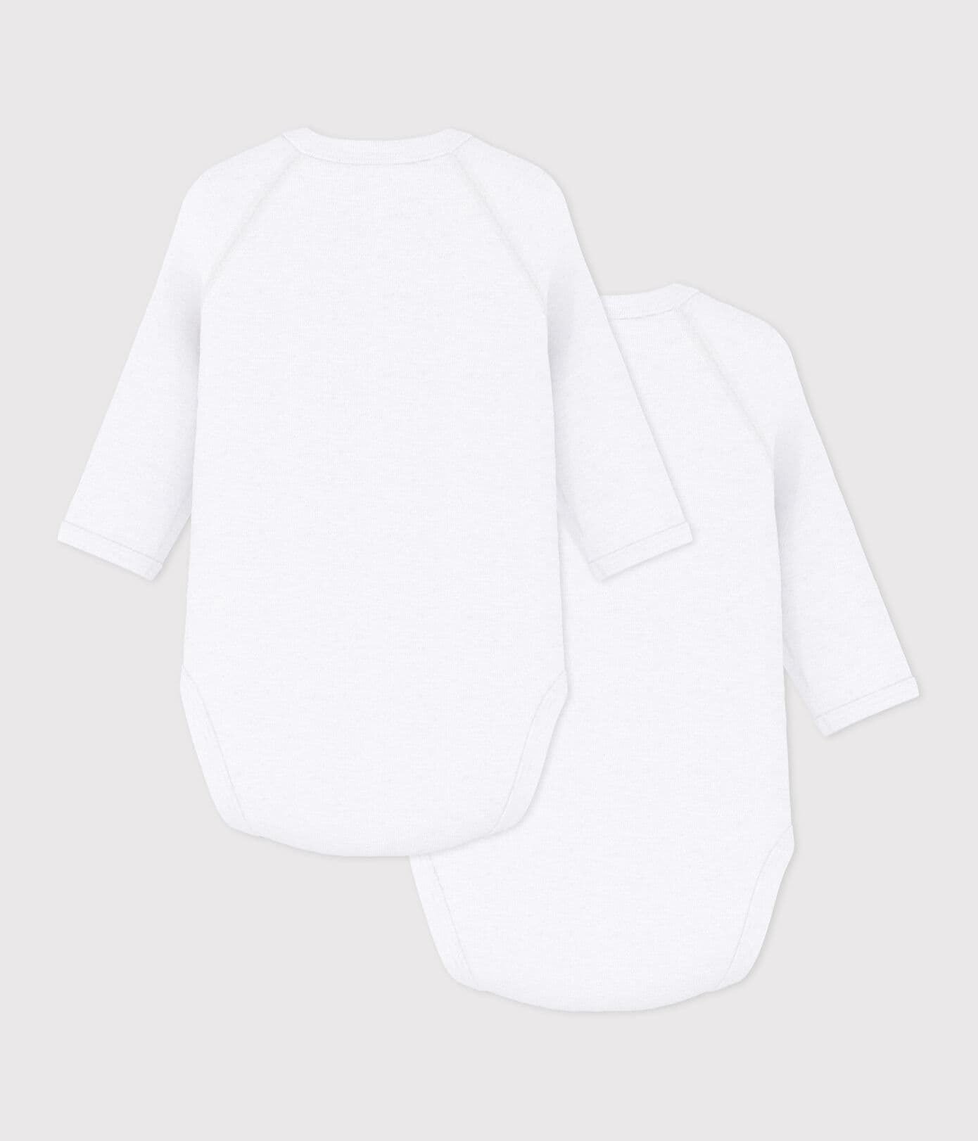 Lot de 2 bodies croisés manches longues en coton unis bébé