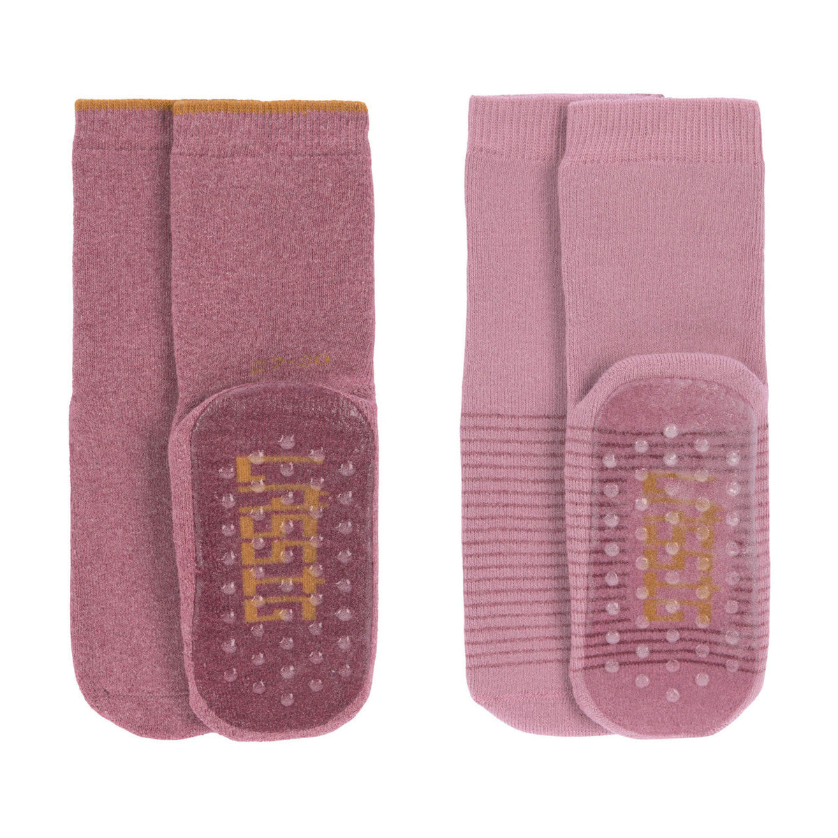 2er-Set rutschfeste Socken Rosenholz/Rosa