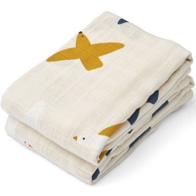 Lot de 2 langes en mousseline Lewis - (divers coloris) -